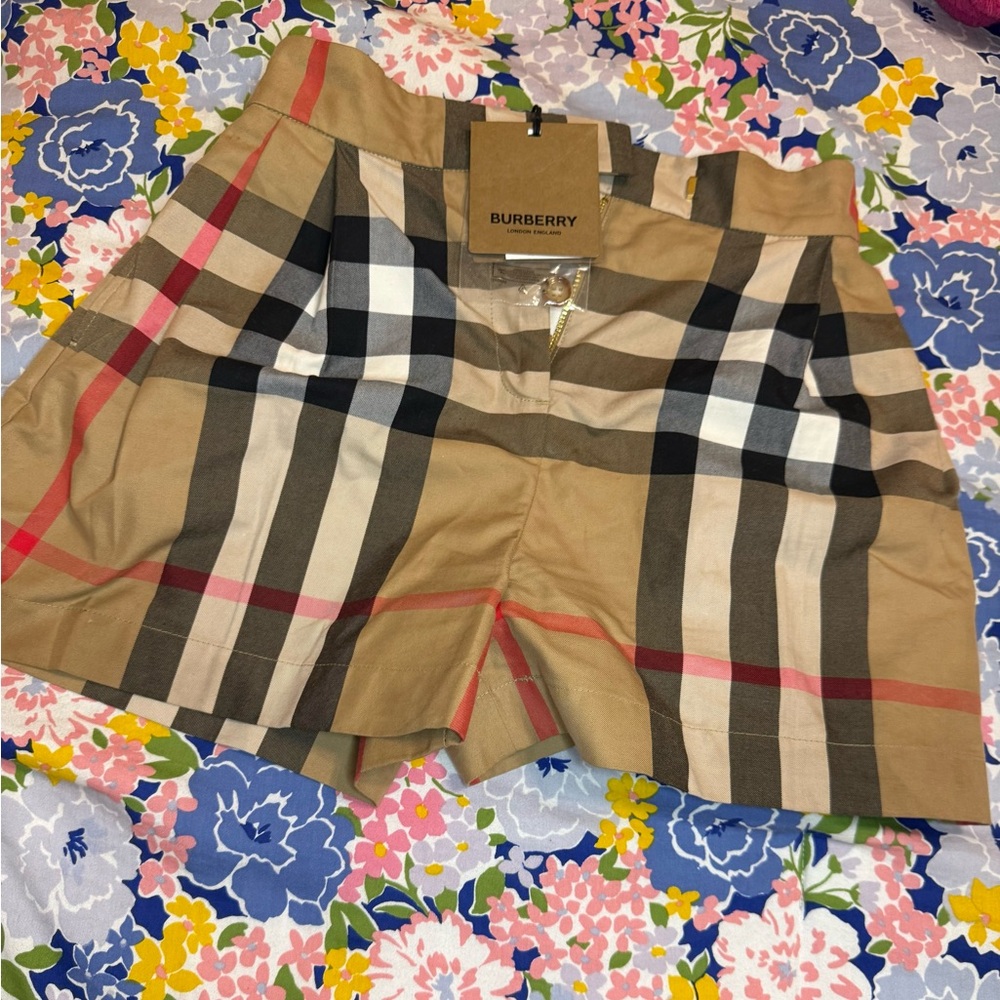 Burberry Plaid Shorts in Tan and Black